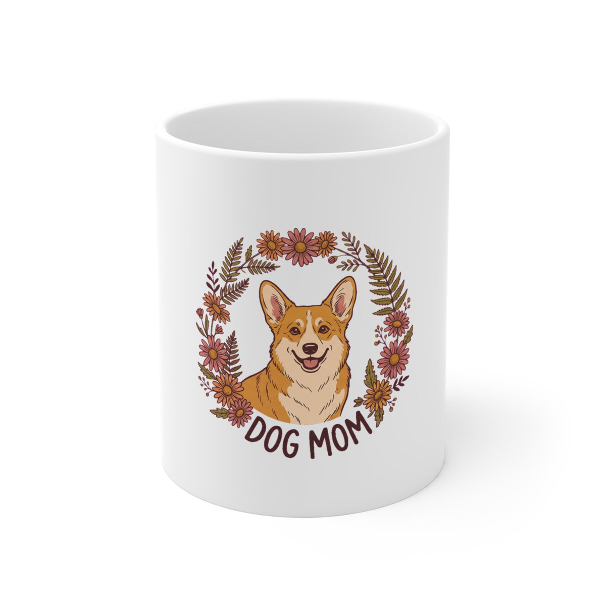 Corgi Dog Mom Daisy Wreath - Mug 11oz