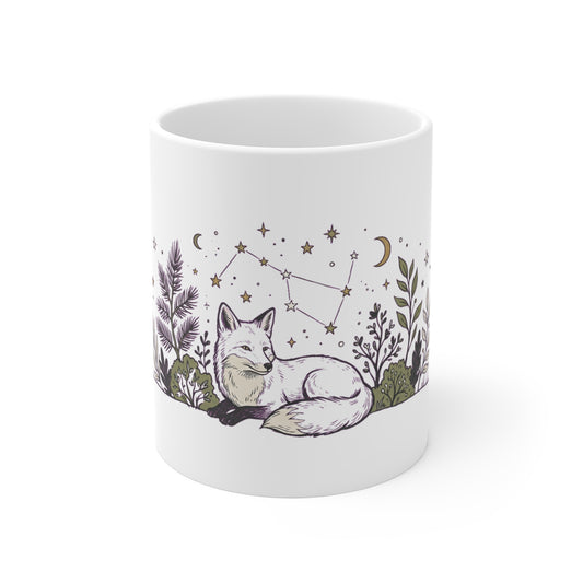 Fox Under Constellation Stars - Mug 11oz