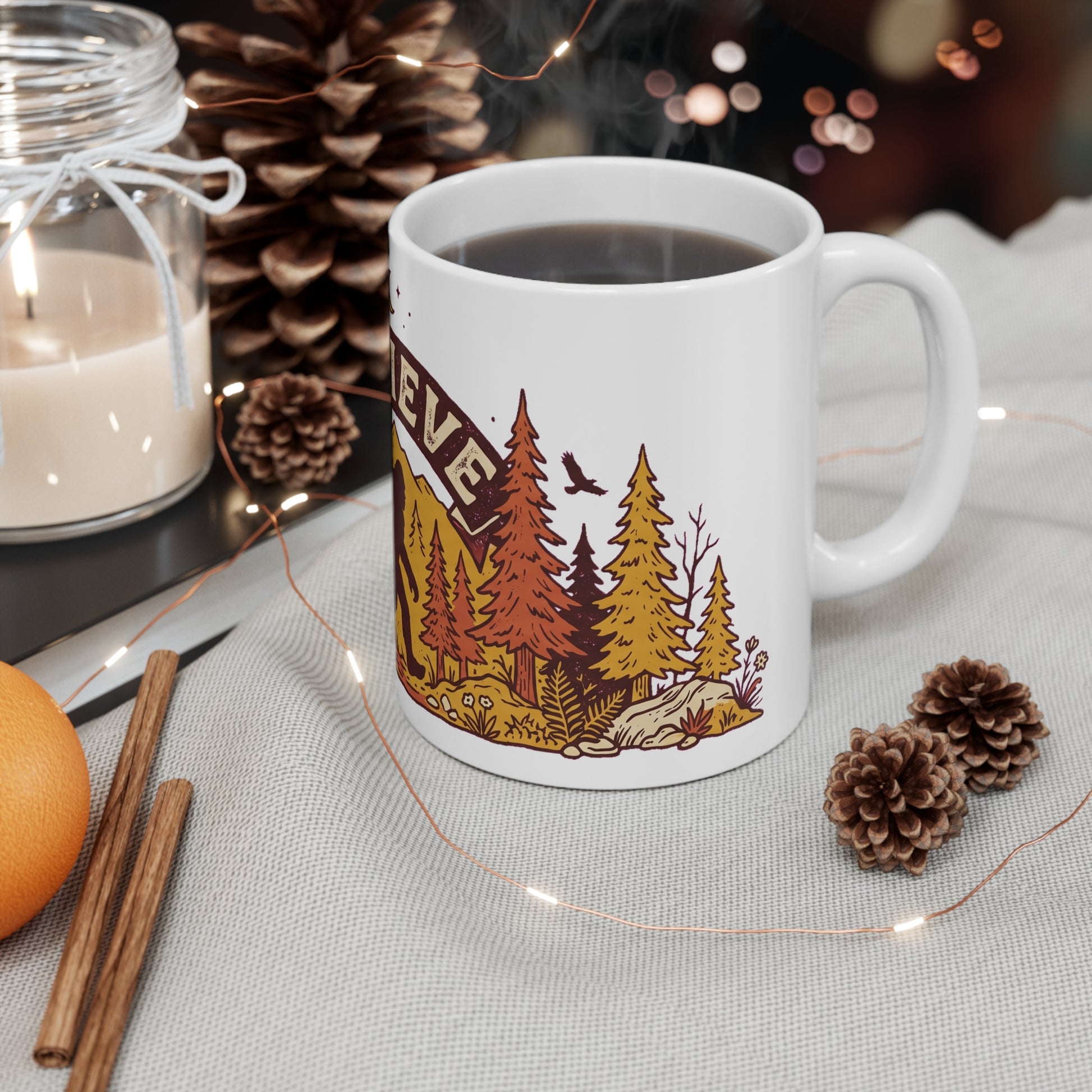 Original hand-drawn designs inspired by nature and the outdoors, from Evergreen Tees. The Bigfoot Believe Forest Badge design, made to order by Evergreen Tees.