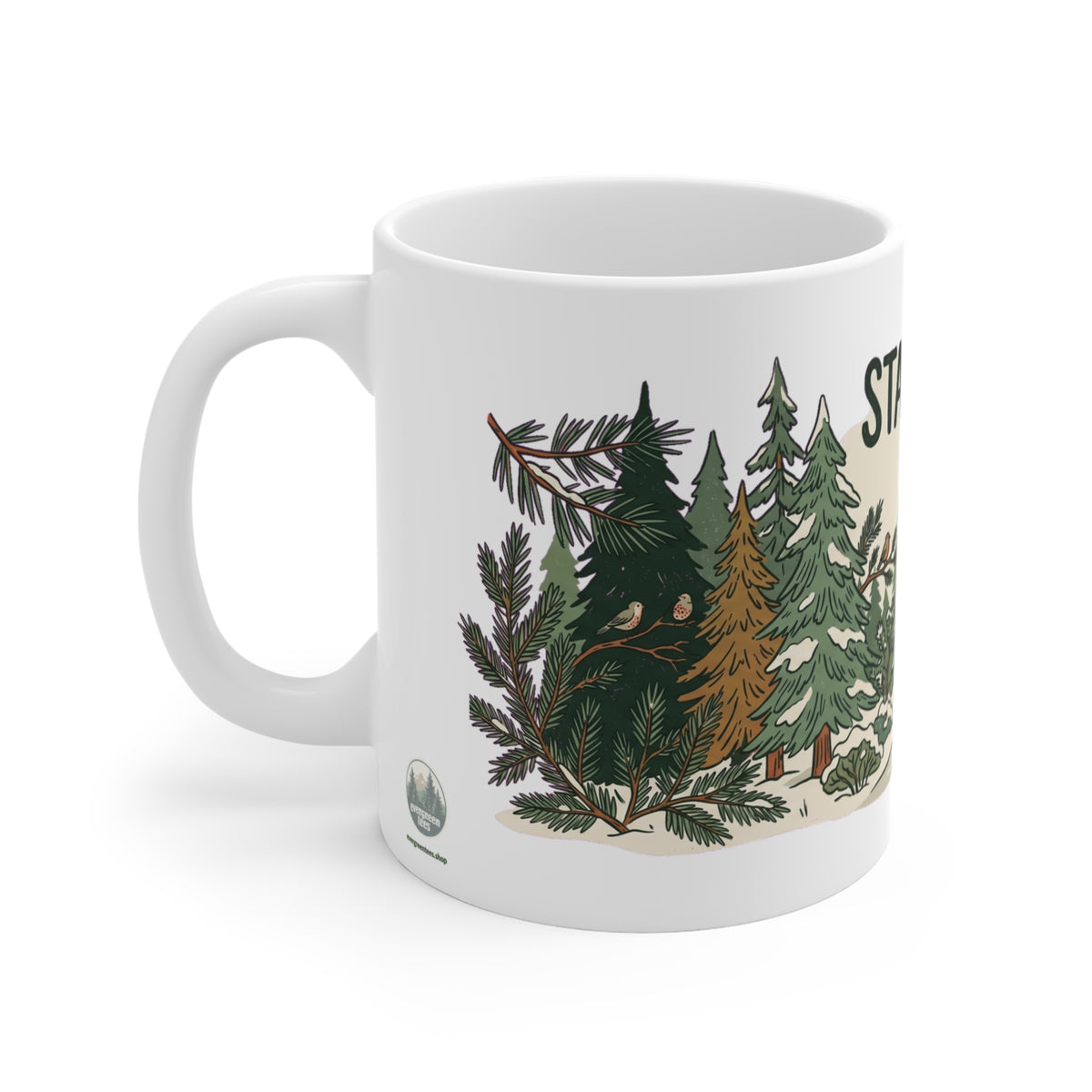 Original hand-drawn designs inspired by nature and the outdoors, from Evergreen Tees. The Cozy Cabin 01 design, made to order by Evergreen Tees.
