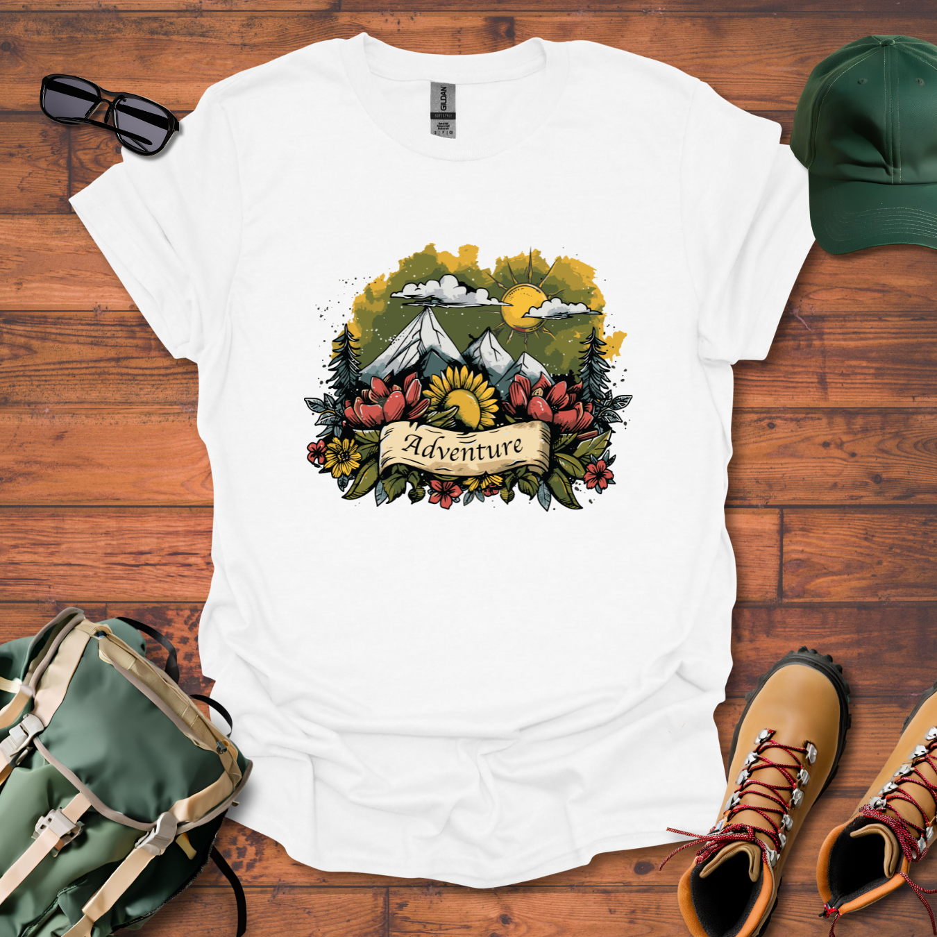 Adventure Flowers Tee - Unisex Softstyle T-Shirt