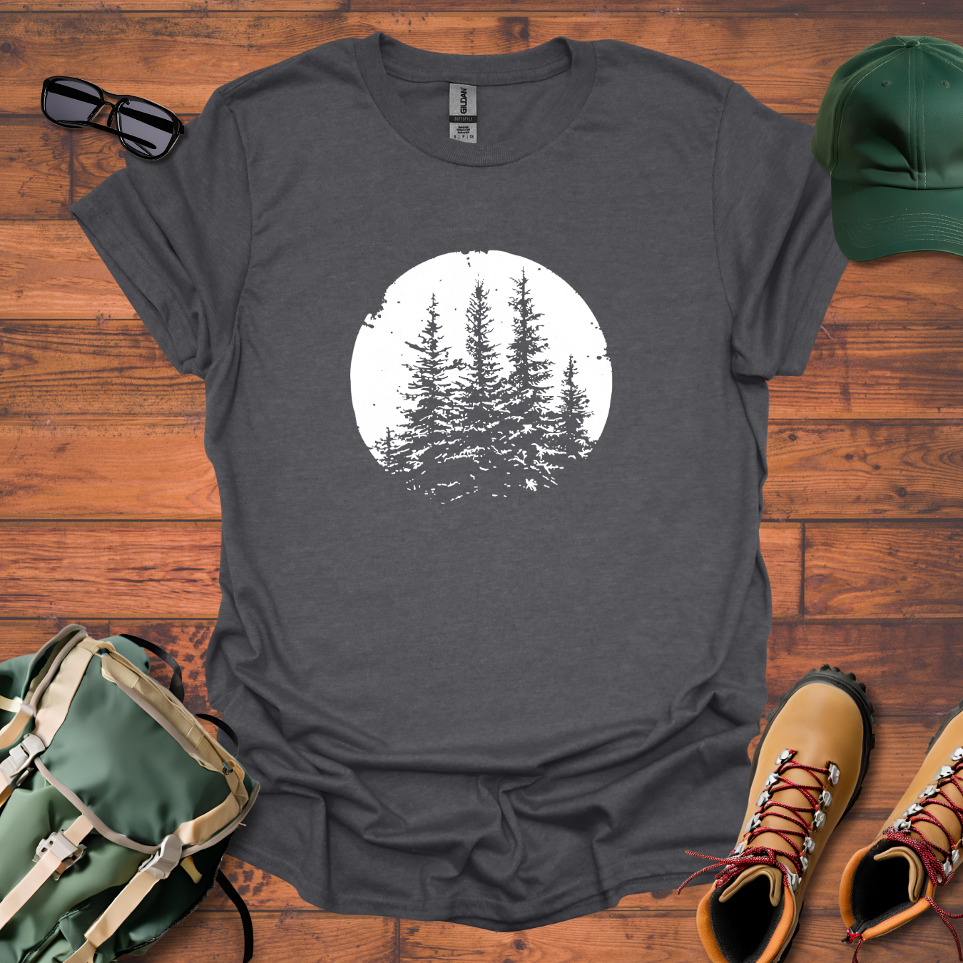 Trees Sky Round Tee - Unisex Softstyle T-Shirt