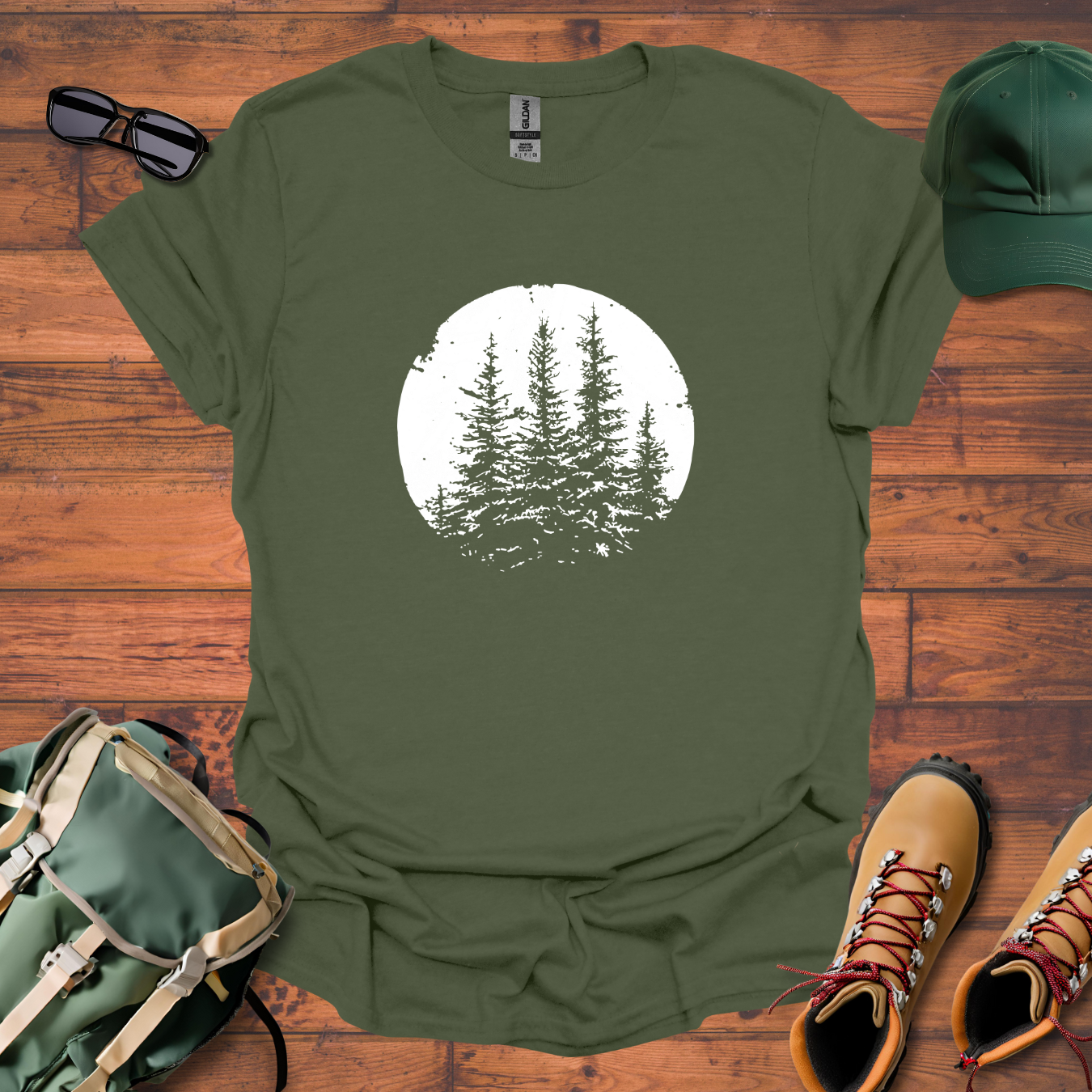 Trees Sky Round Tee - Unisex Softstyle T-Shirt