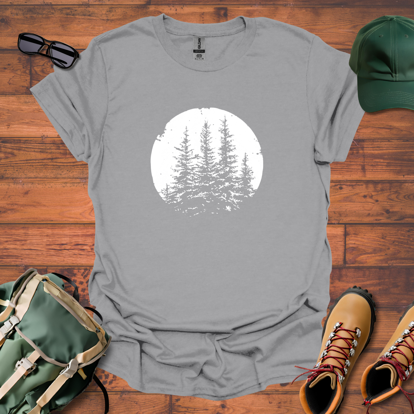 Trees Sky Round Tee - Unisex Softstyle T-Shirt