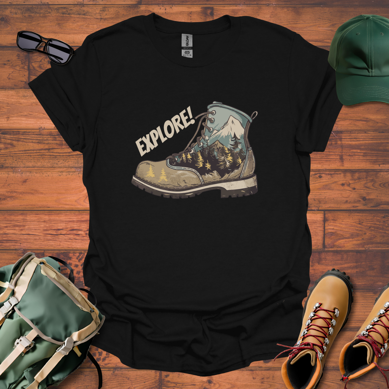 Boot Explore Brown Tee - Unisex Softstyle T-Shirt