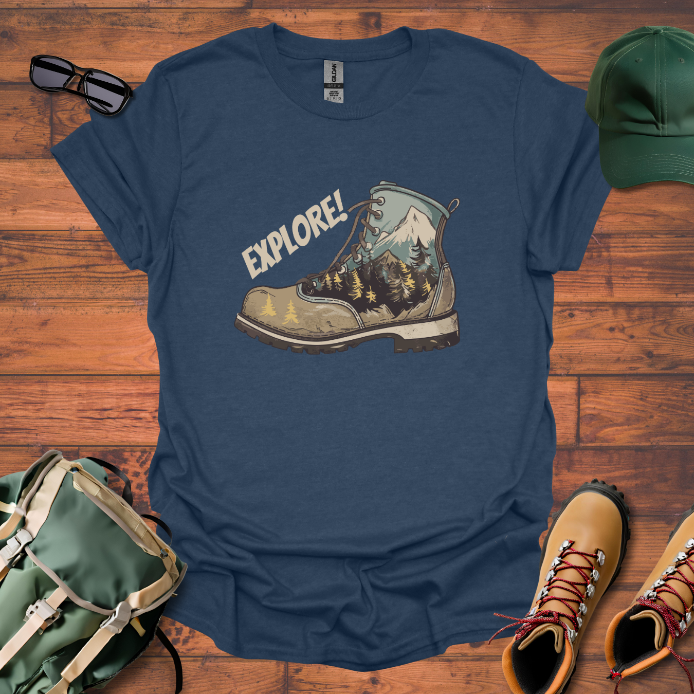 Boot Explore Brown Tee - Unisex Softstyle T-Shirt