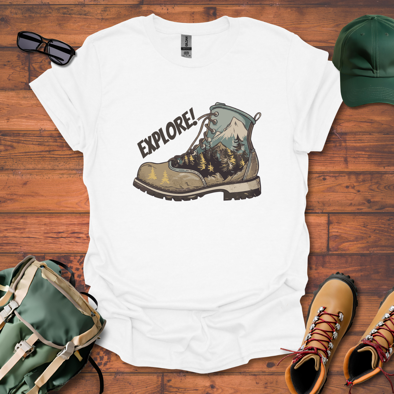 Boot Explore Brown Tee - Unisex Softstyle T-Shirt