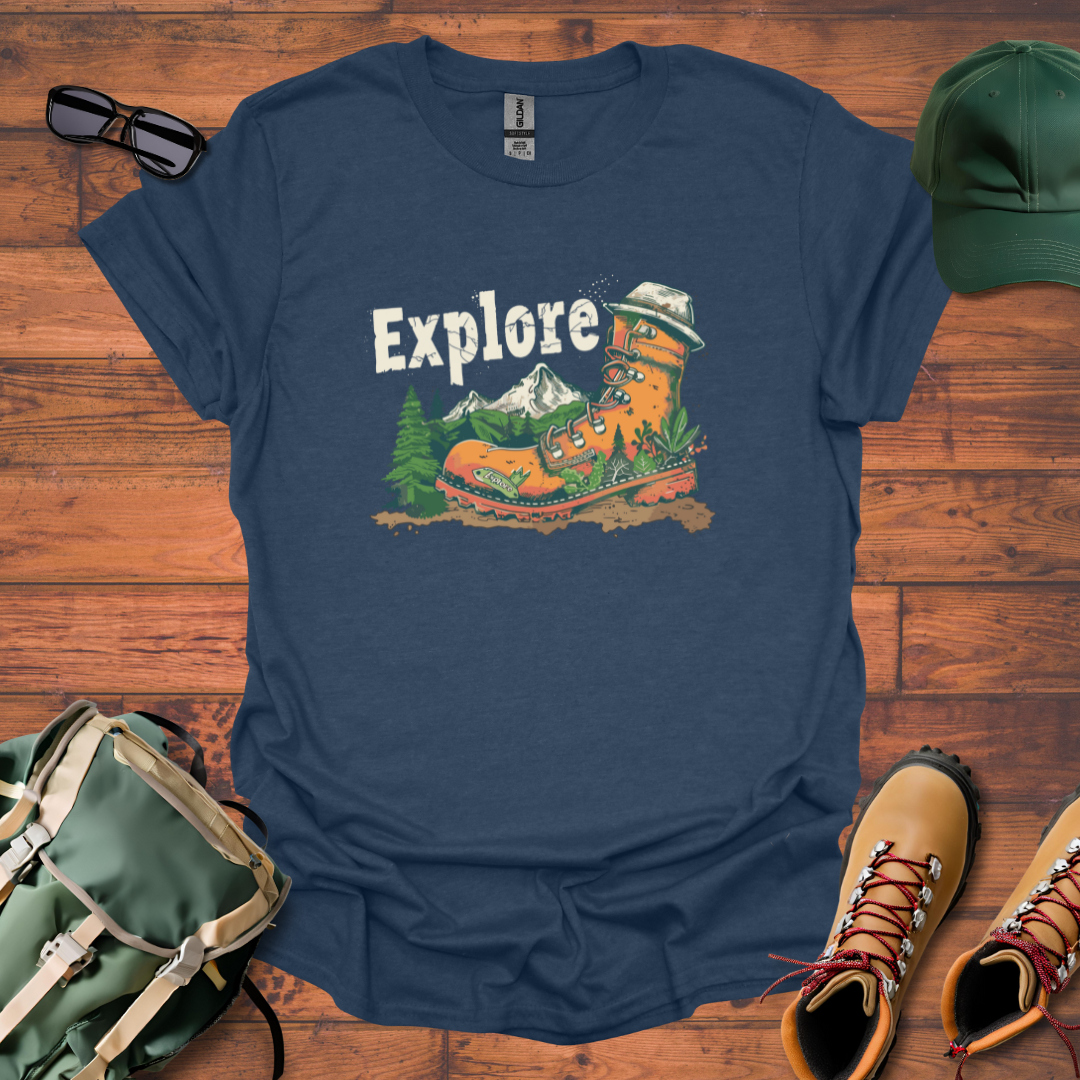 Boot Explore Mountains Tee - Unisex Softstyle T-Shirt