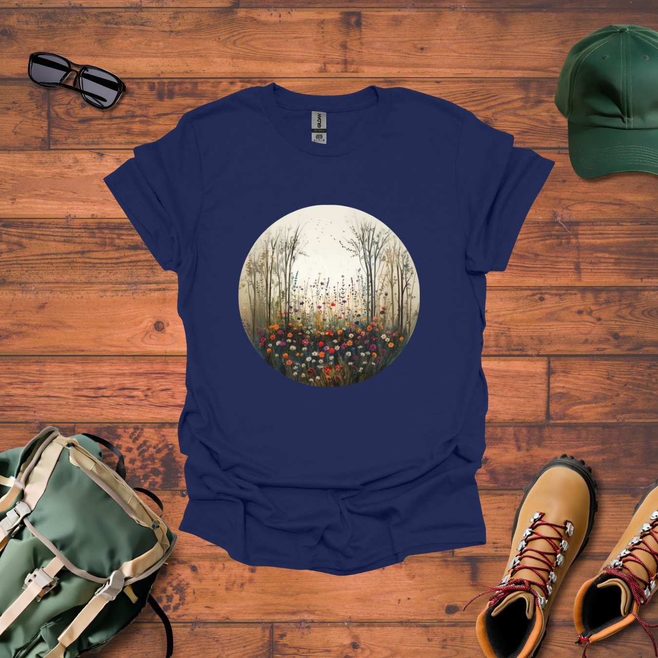 Woods Flowers Circle Tee - Unisex Softstyle T-Shirt