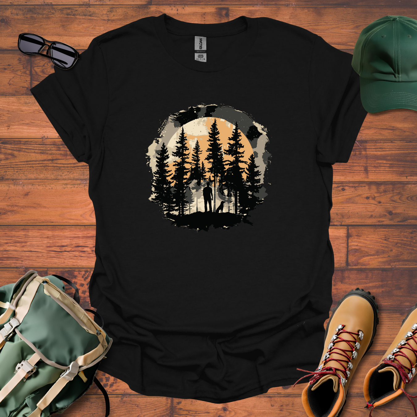 Man Dog Trees Tee - Unisex Softstyle T-Shirt