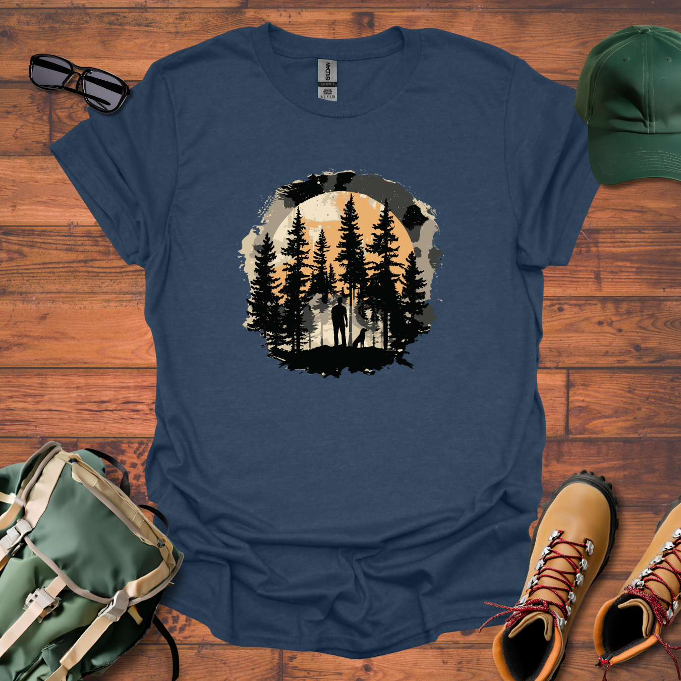 Man Dog Trees Tee - Unisex Softstyle T-Shirt