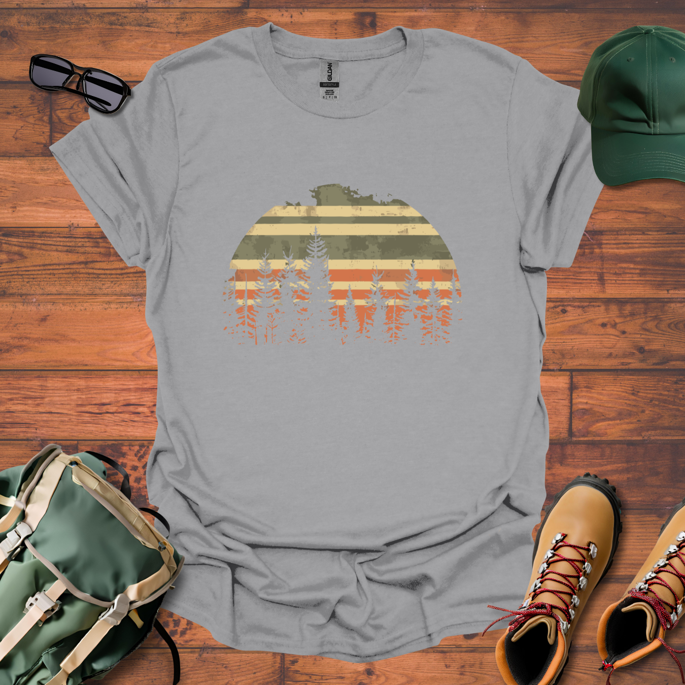 Sun Trees Stripes Tee - Unisex Softstyle T-Shirt