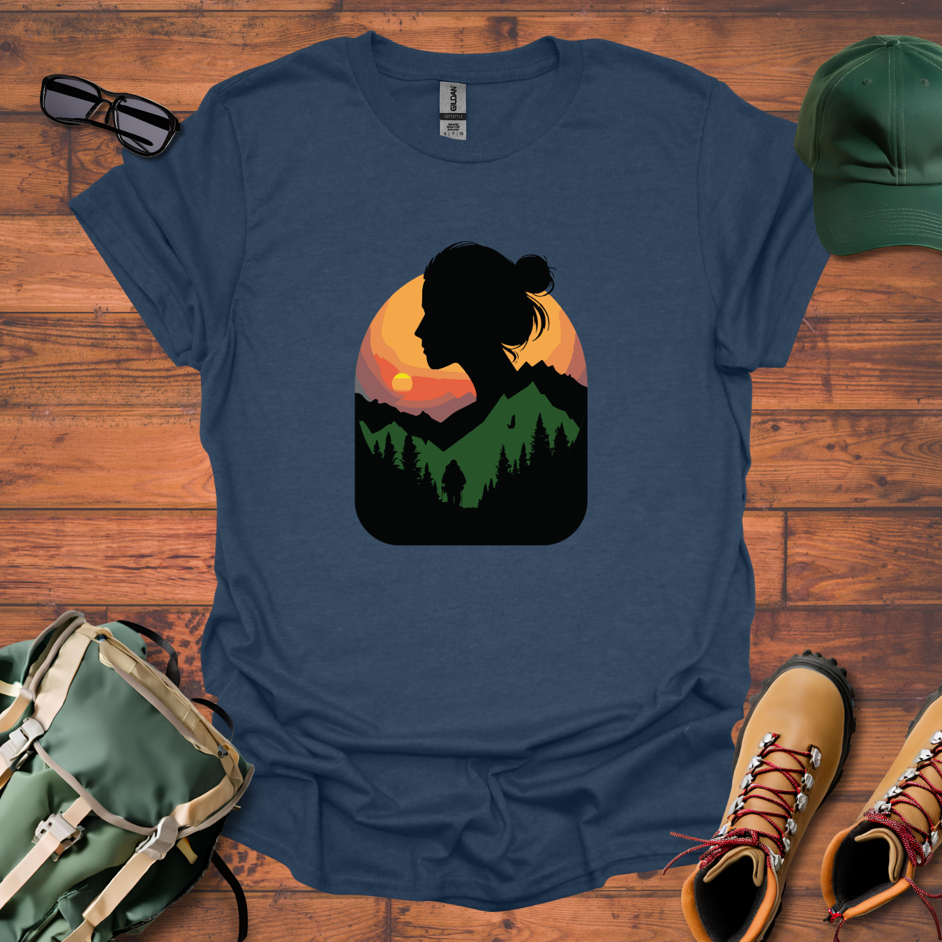 Hiker Woman Sun Tee - Unisex Softstyle T-Shirt
