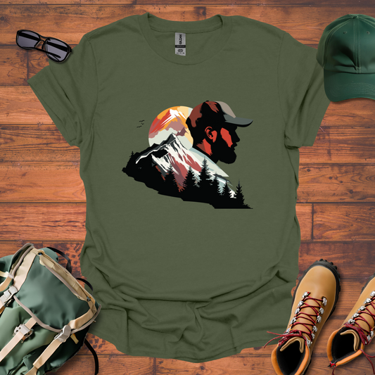 Hiker Man Mountains Sun Tee - Unisex Softstyle T-Shirt