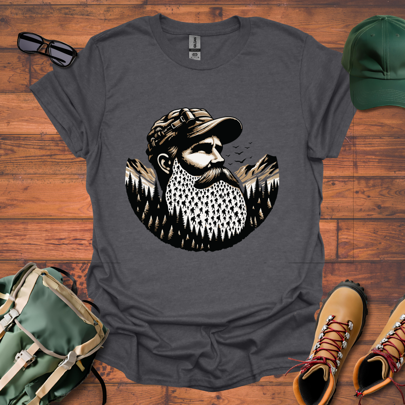 Hiker Man Beard People Tee - Unisex Softstyle T-Shirt