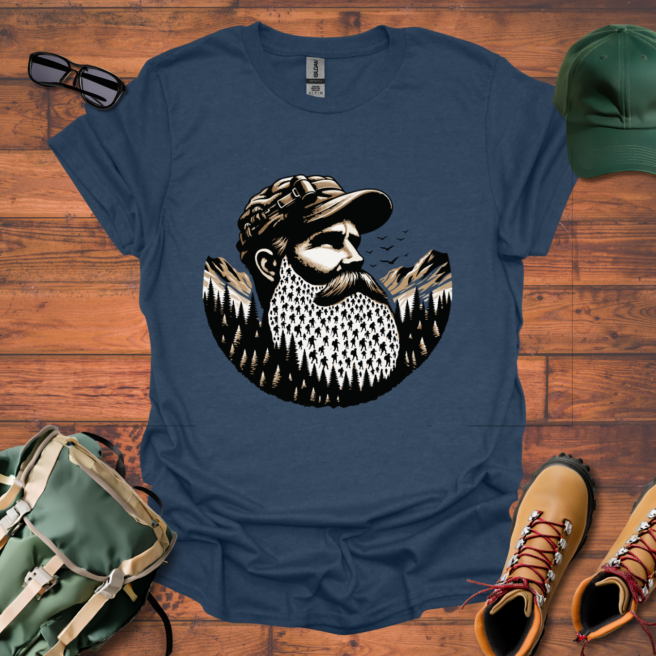 Hiker Man Beard People Tee - Unisex Softstyle T-Shirt