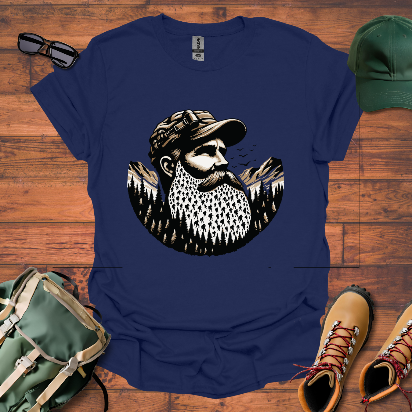 Hiker Man Beard People Tee - Unisex Softstyle T-Shirt