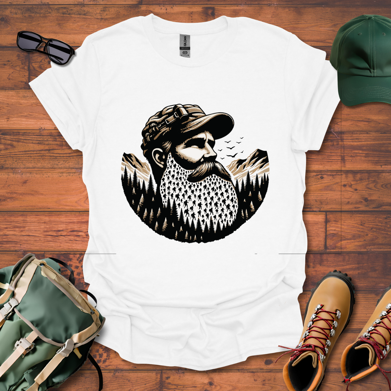 Hiker Man Beard People Tee - Unisex Softstyle T-Shirt