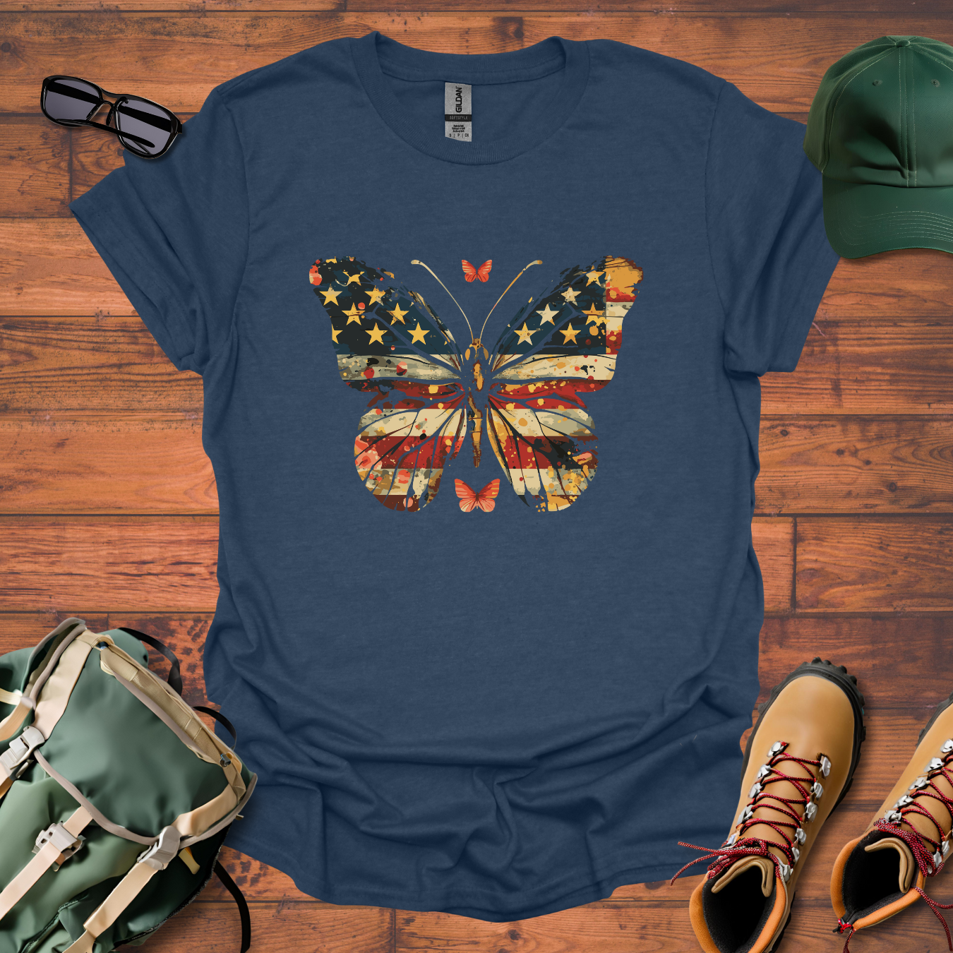 Butterfly American Flag Tee - Unisex Softstyle T-Shirt