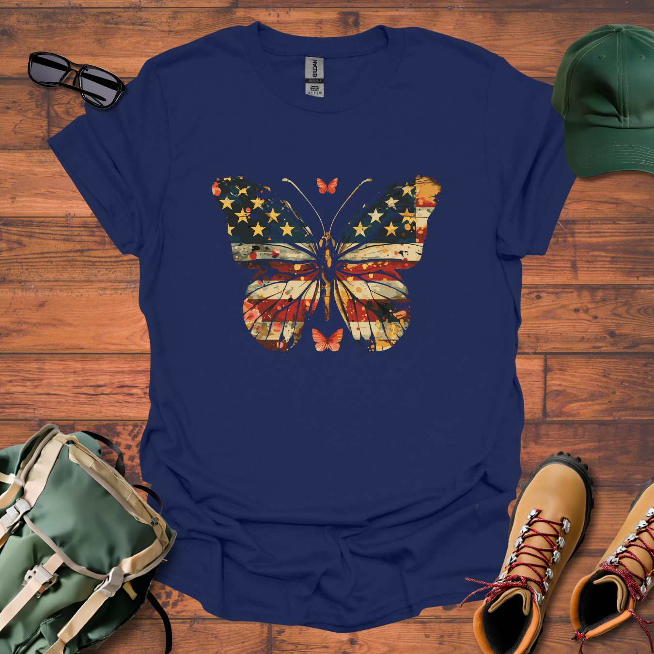 Butterfly American Flag Tee - Unisex Softstyle T-Shirt
