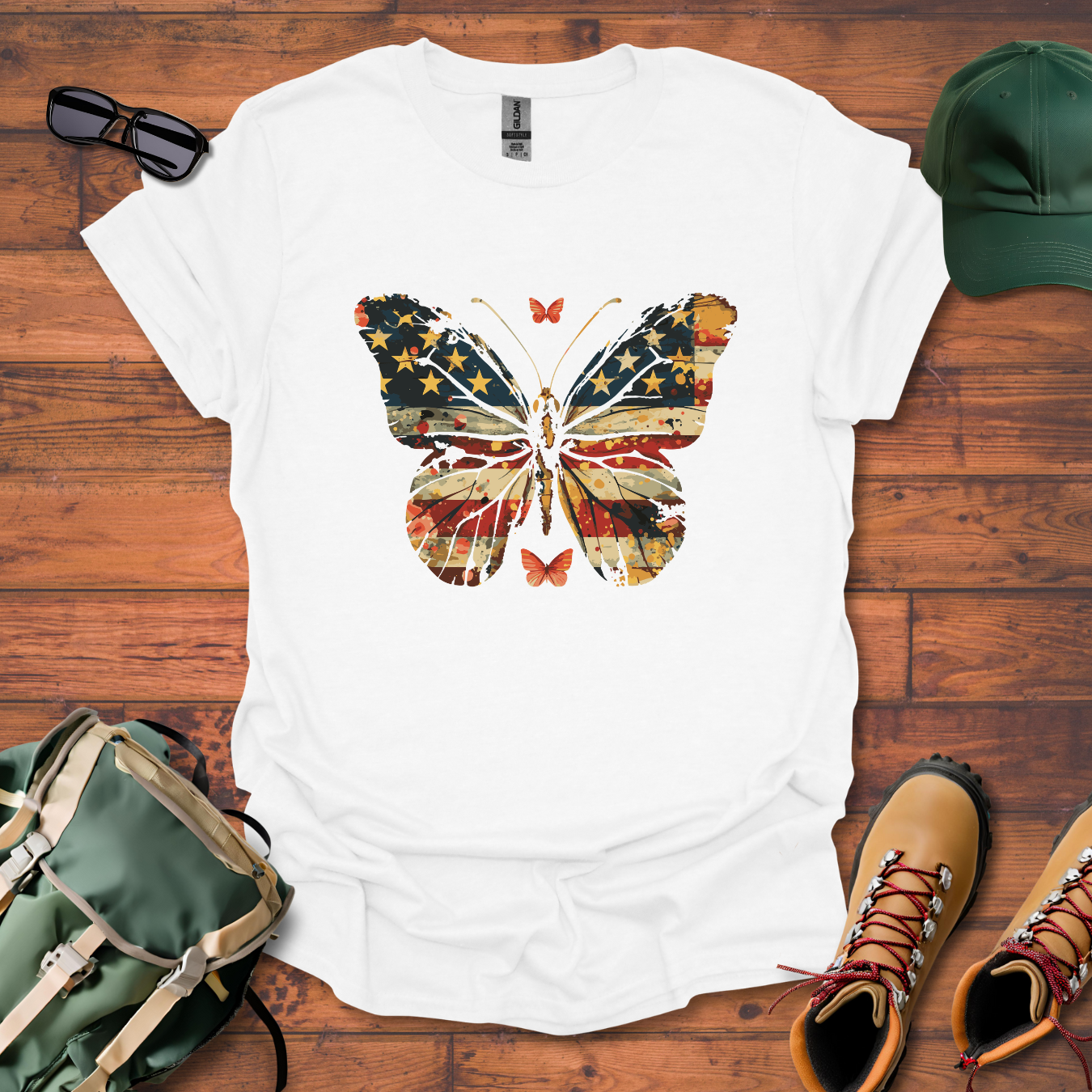 Butterfly American Flag Tee - Unisex Softstyle T-Shirt