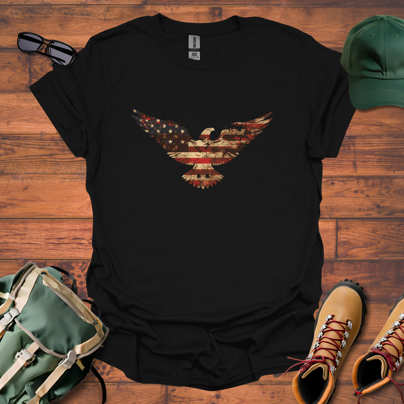 Eagle American Flag Tee - Unisex Softstyle T-Shirt
