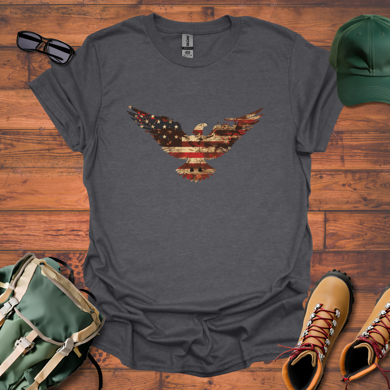 Eagle American Flag Tee - Unisex Softstyle T-Shirt