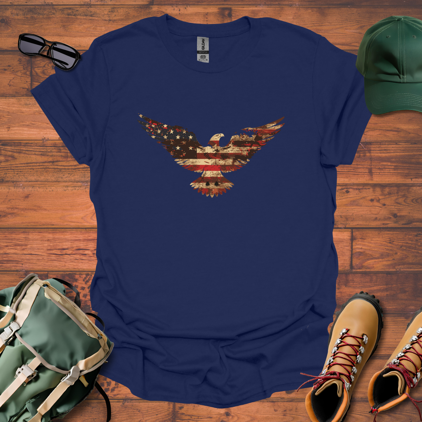 Eagle American Flag Tee - Unisex Softstyle T-Shirt