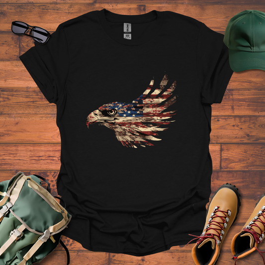 Eagle Head American Flag Tee - Unisex Softstyle T-Shirt