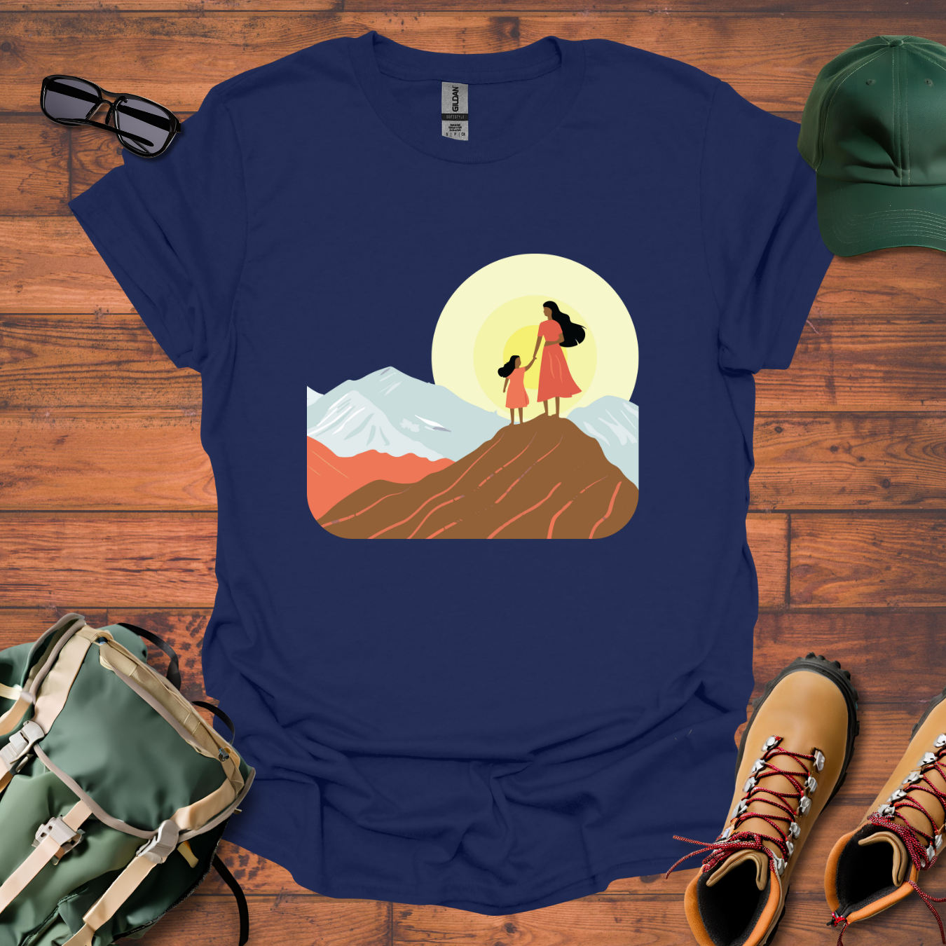 Woman Daughter Mountains 2 Tee - Unisex Softstyle T-Shirt