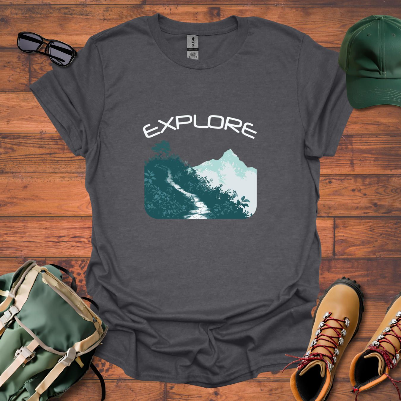 Explore Trail Mountains 2 Tee - Unisex Softstyle T-Shirt