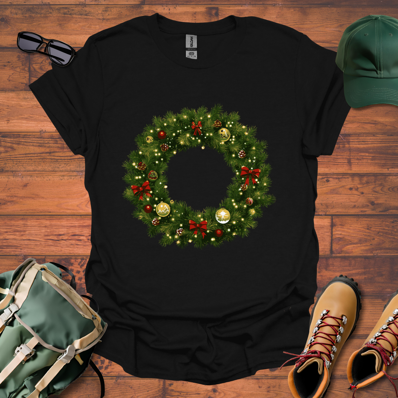 Christmas Wreath Tee - Unisex Softstyle T-Shirt