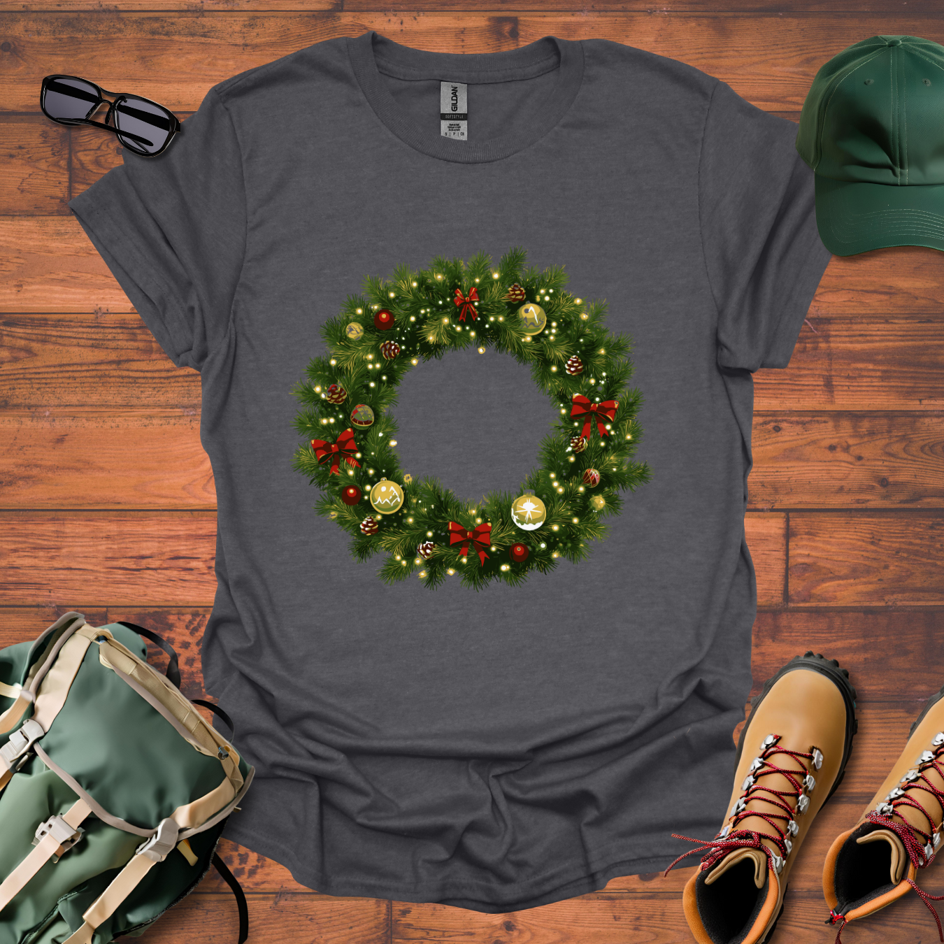 Christmas Wreath Tee - Unisex Softstyle T-Shirt