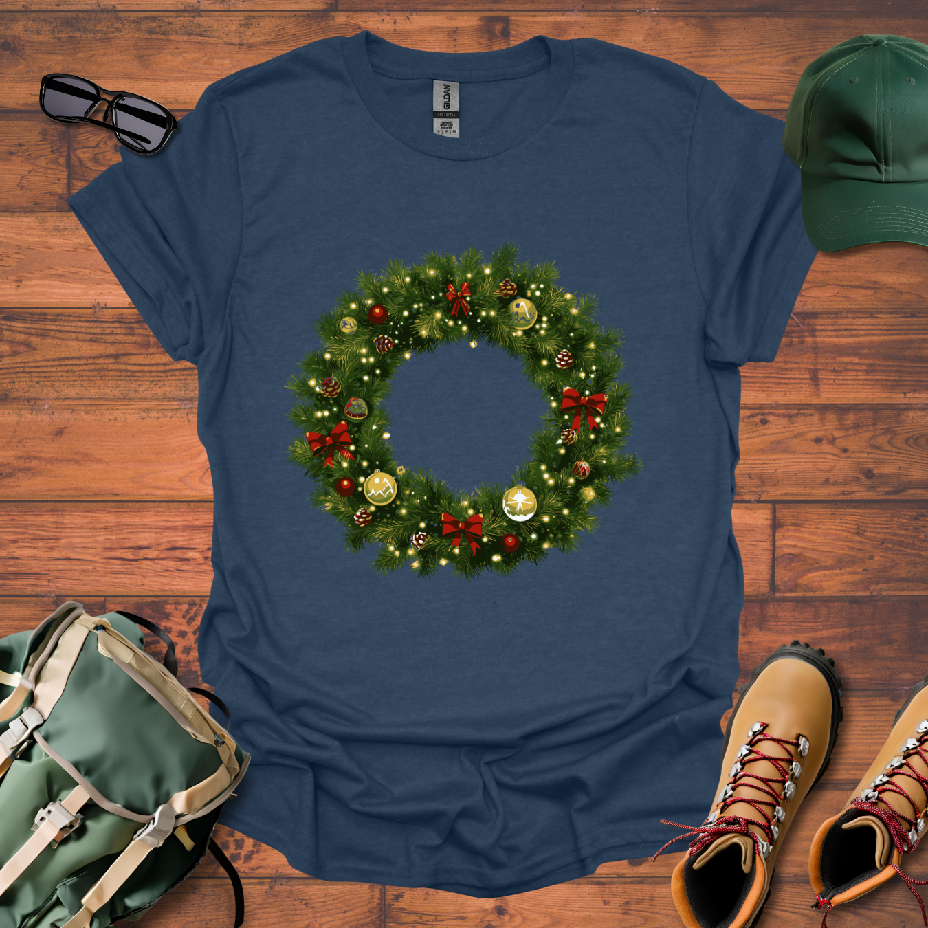 Christmas Wreath Tee - Unisex Softstyle T-Shirt