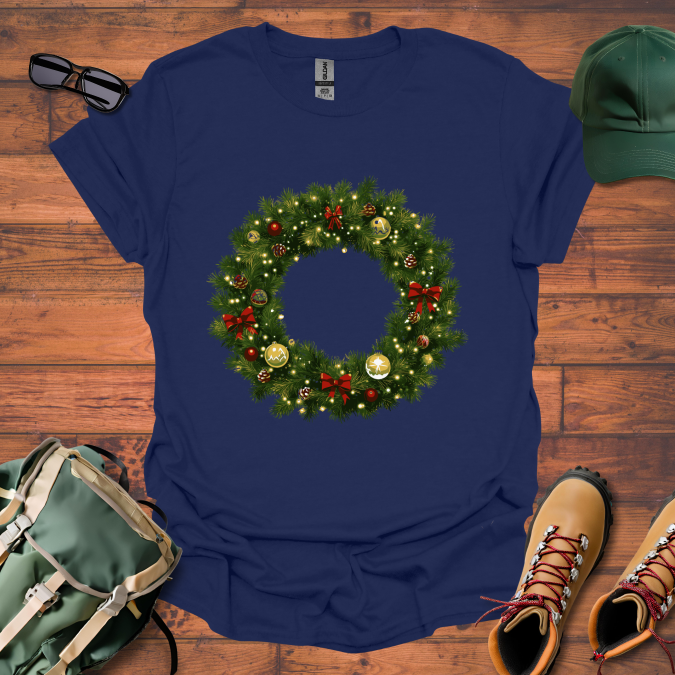 Christmas Wreath Tee - Unisex Softstyle T-Shirt