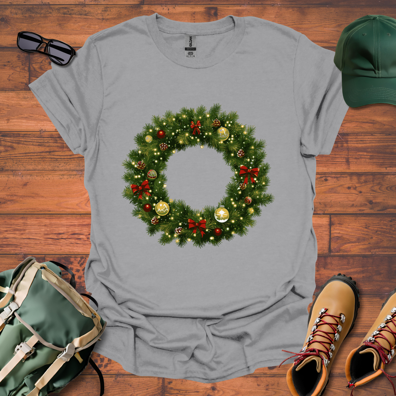 Christmas Wreath Tee - Unisex Softstyle T-Shirt