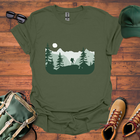 Man Hiking Mountains Tee - Unisex Softstyle T-Shirt
