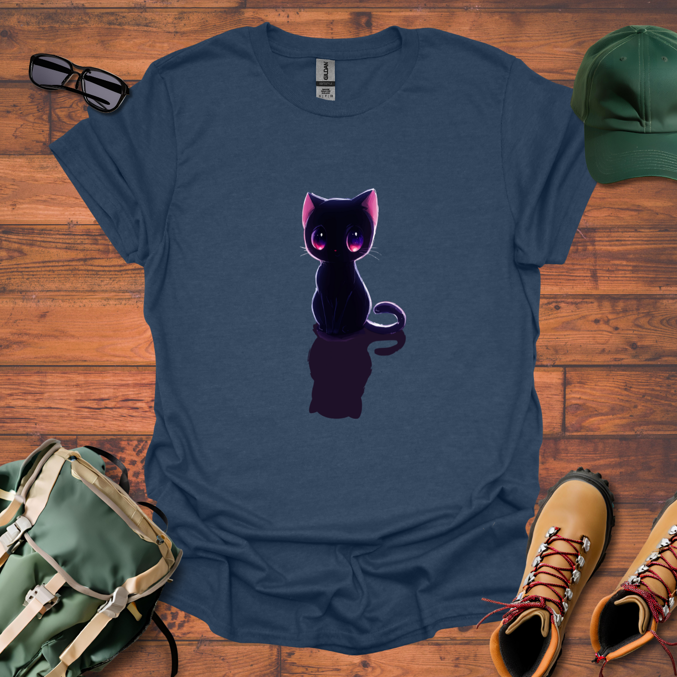 Cat Black Tee - Unisex Softstyle T-Shirt
