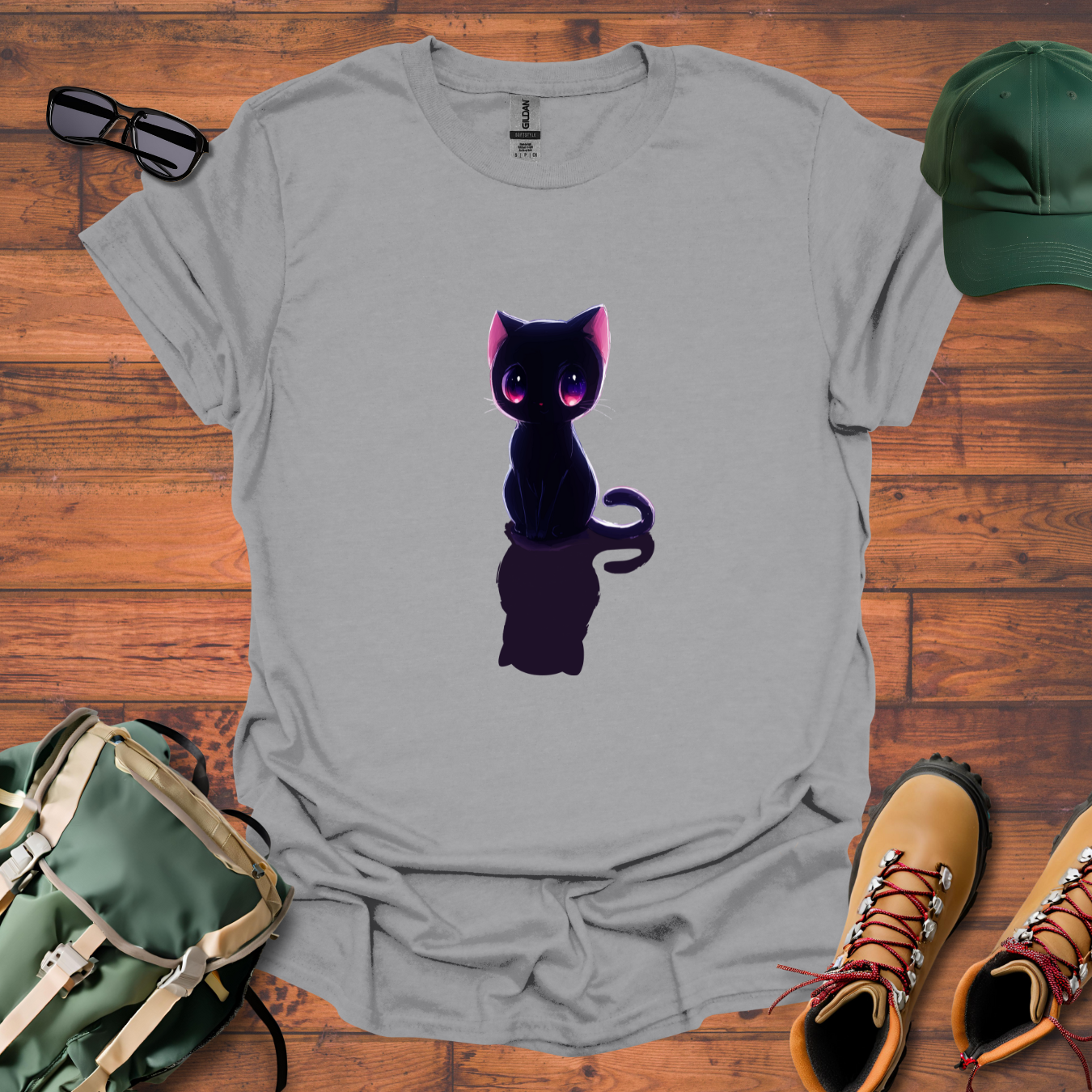 Cat Black Tee - Unisex Softstyle T-Shirt