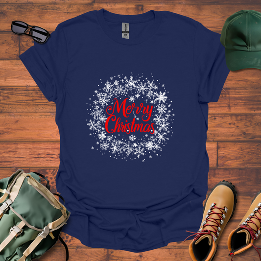 Merry Christmas Snowflakes Tee - Unisex Softstyle T-Shirt
