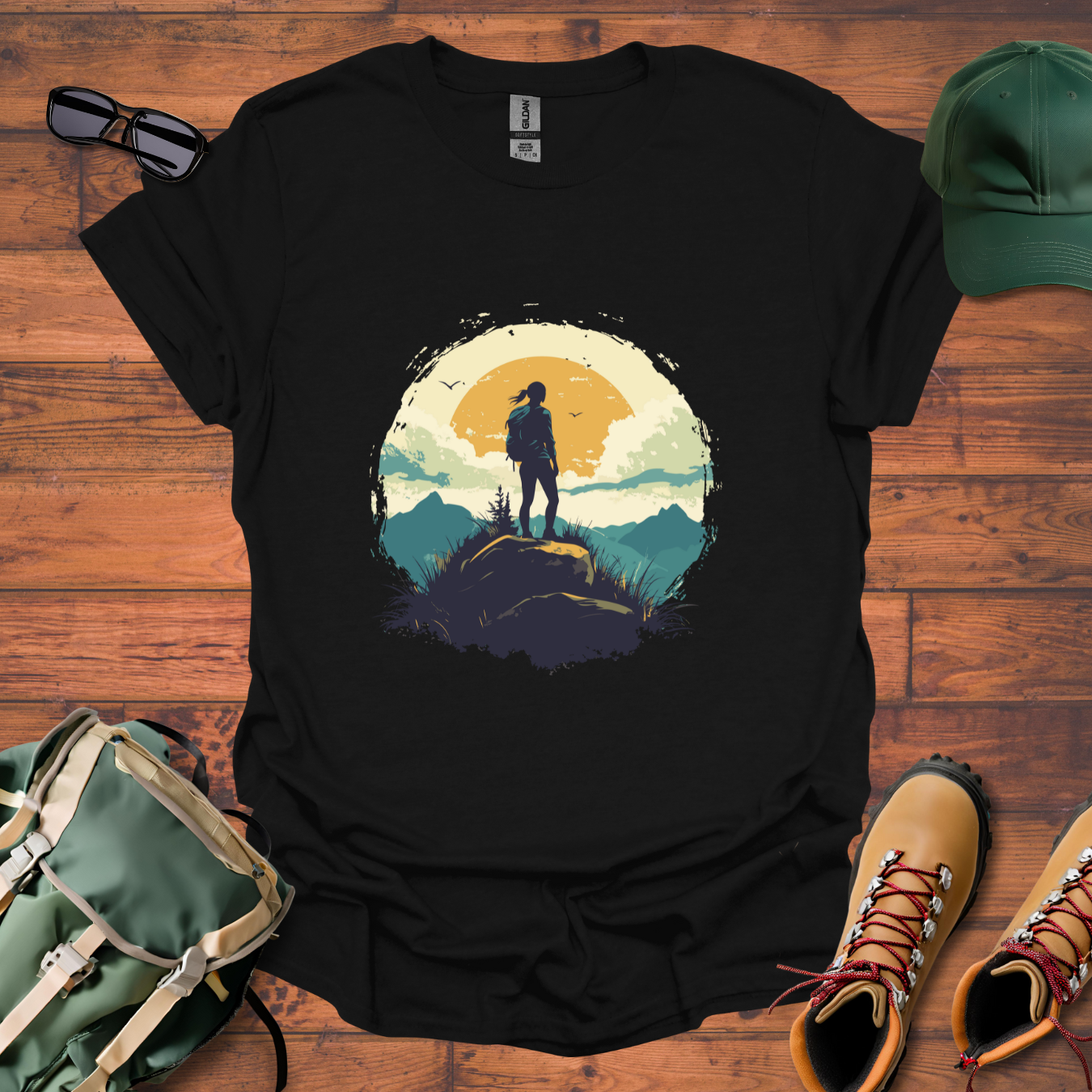 Woman Hiking Sun 2 Tee - Unisex Softstyle T-Shirt