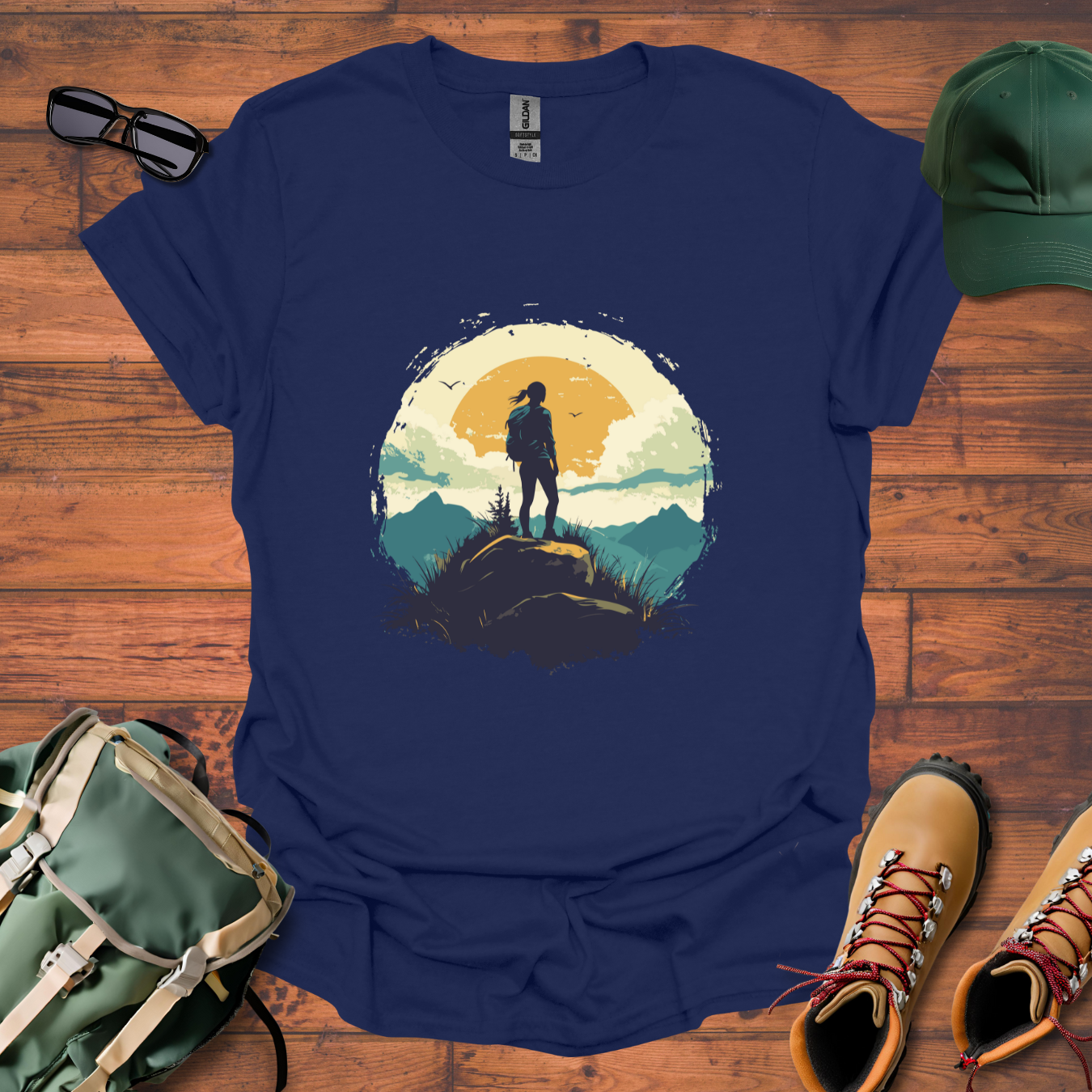 Woman Hiking Sun 2 Tee - Unisex Softstyle T-Shirt