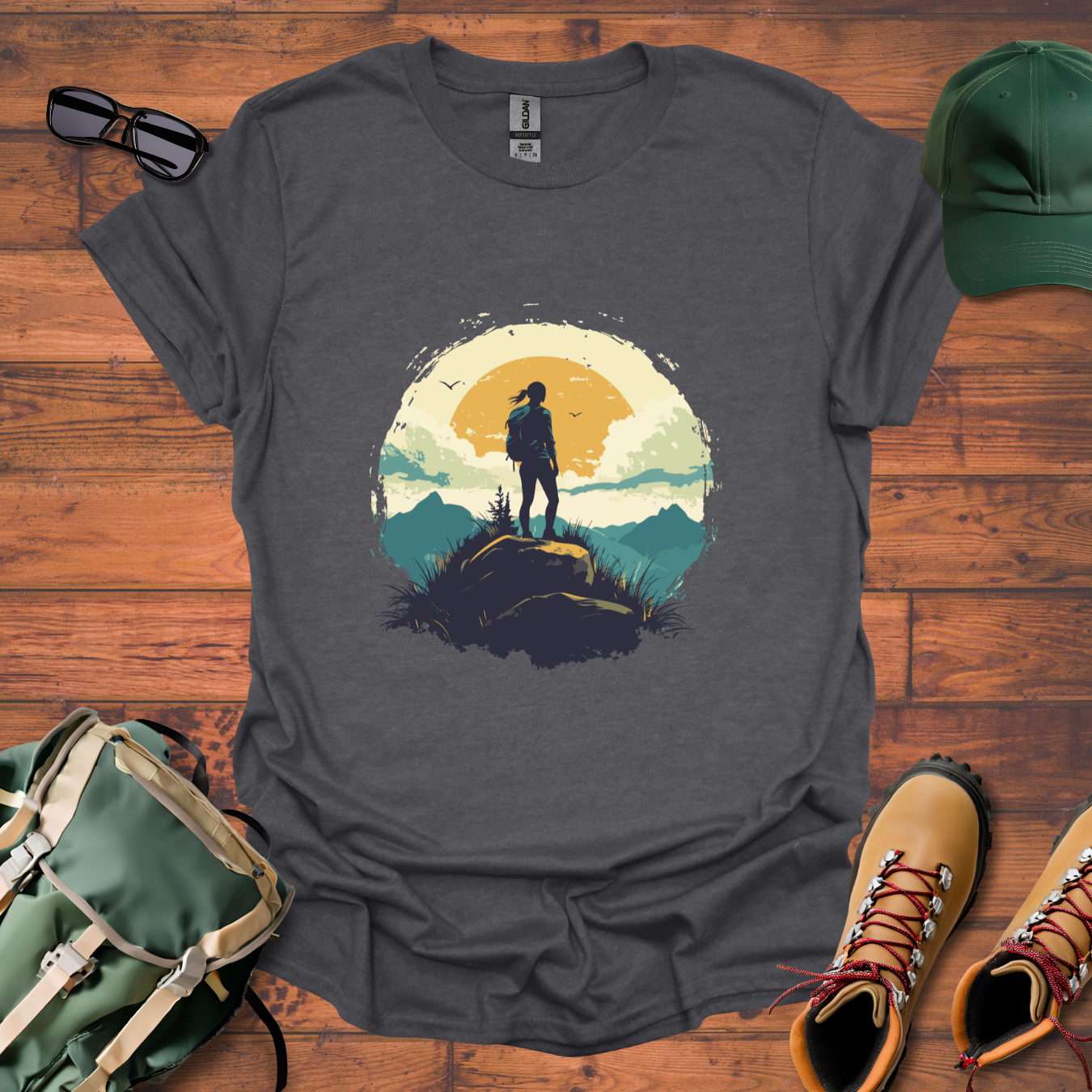 Woman Hiking Sun 2 Tee - Unisex Softstyle T-Shirt