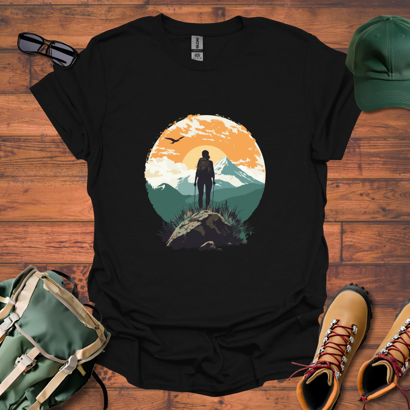 Woman Hiking Sun 3 Tee - Unisex Softstyle T-Shirt