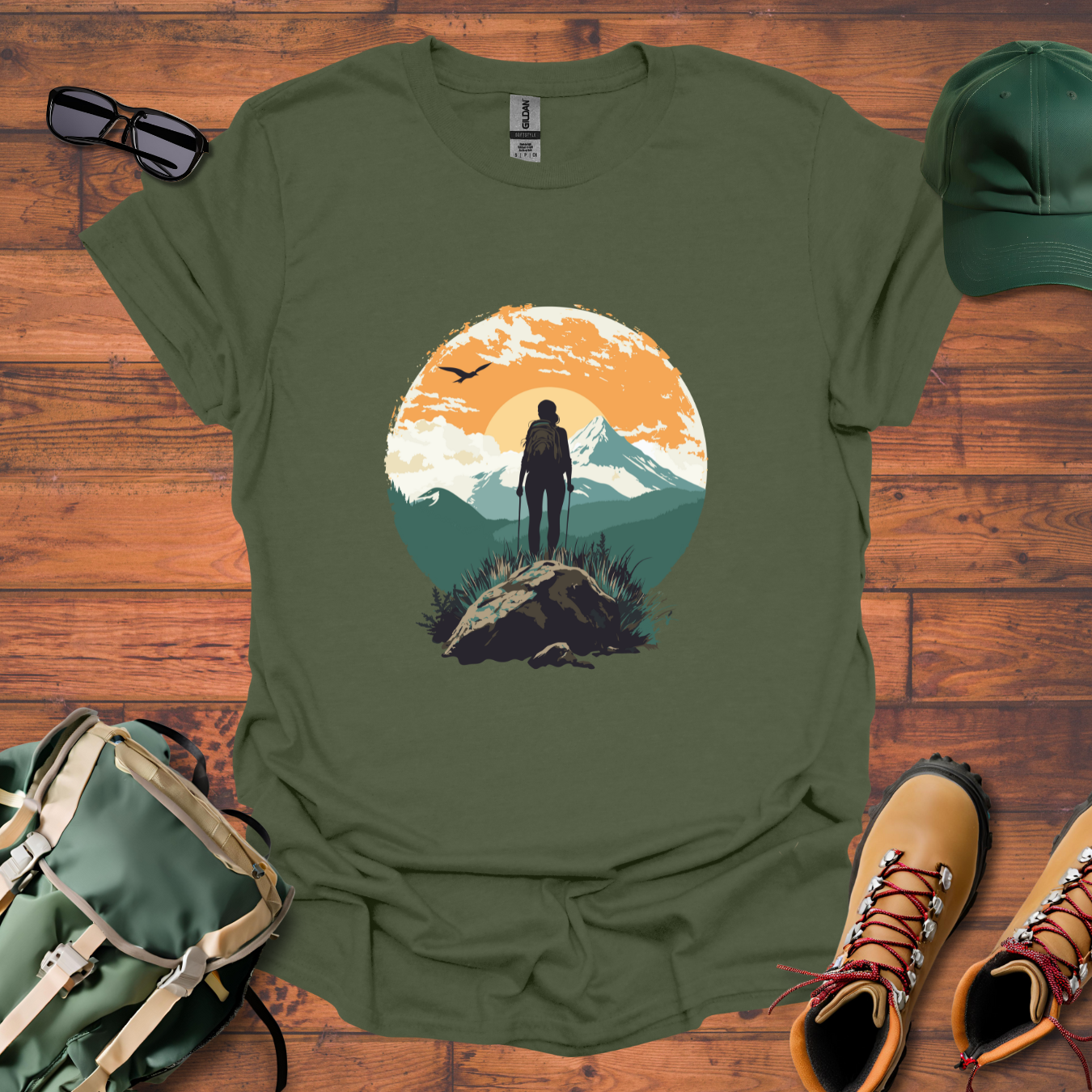 Woman Hiking Sun 3 Tee - Unisex Softstyle T-Shirt