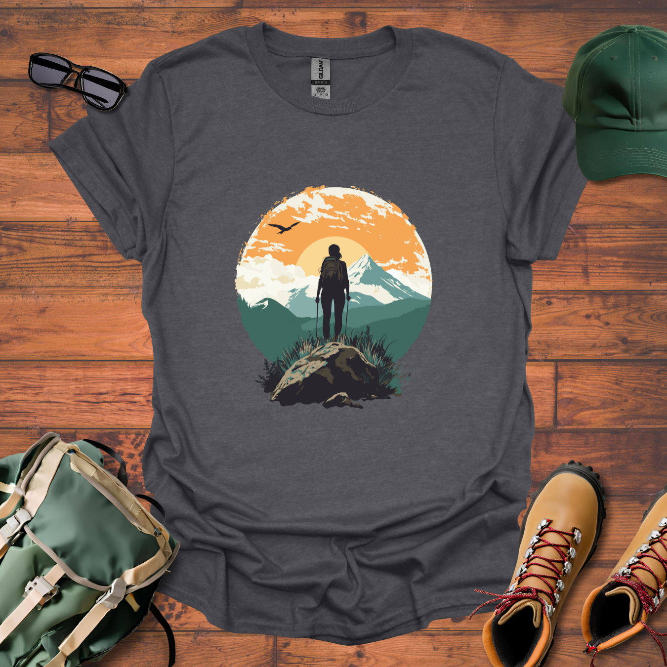 Woman Hiking Sun 3 Tee - Unisex Softstyle T-Shirt
