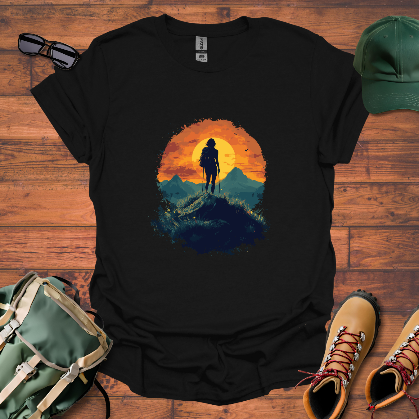 Woman Hiking Sun 4 Tee - Unisex Softstyle T-Shirt