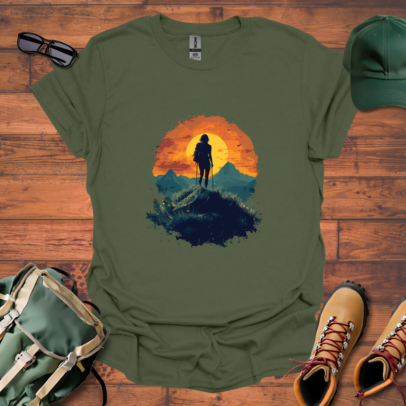Woman Hiking Sun 4 Tee - Unisex Softstyle T-Shirt