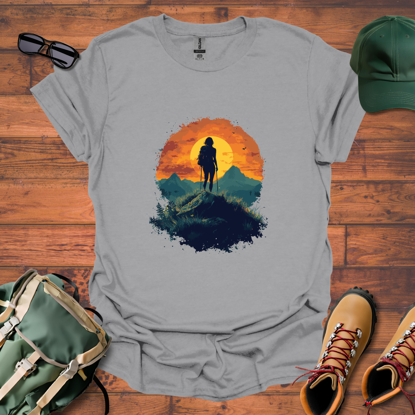 Woman Hiking Sun 4 Tee - Unisex Softstyle T-Shirt