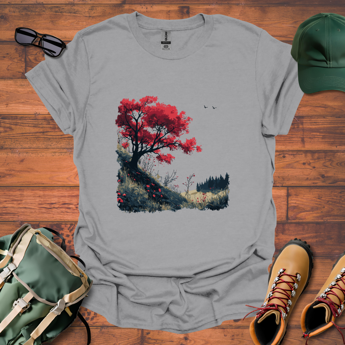Red Tree Hillside Tee - Unisex Softstyle T-Shirt